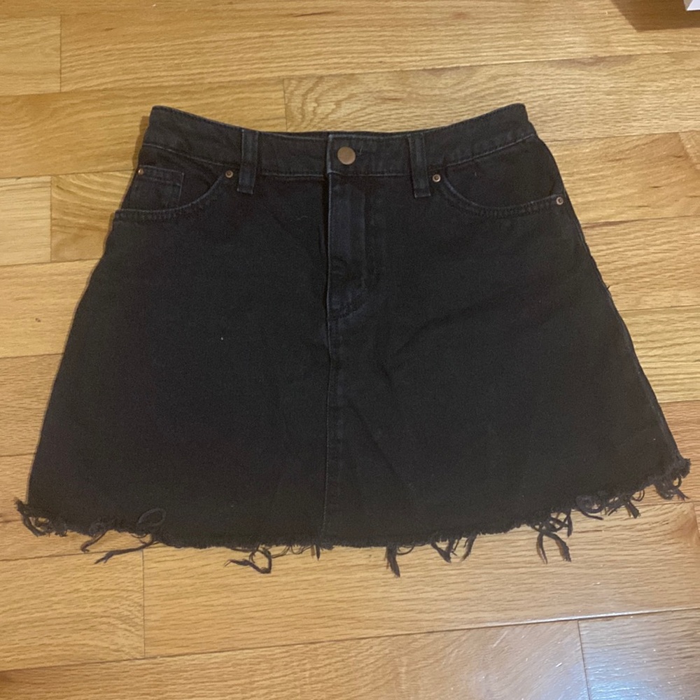Hm Balck Denim Mini Skirt Sz 4